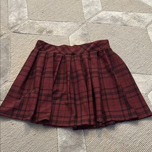 Plaid A-Line Mini Skirt - Red